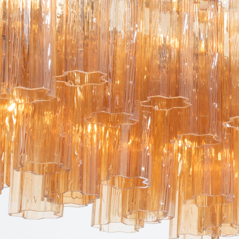 Lustre linéaire en laiton vieilli de 65 po Delaney, Ambre, Laiton vieilli