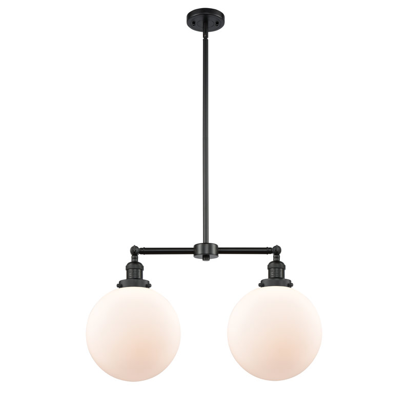 Lustre unique à 2 lumières Clermont, Ampoule non incluse, Noir mat