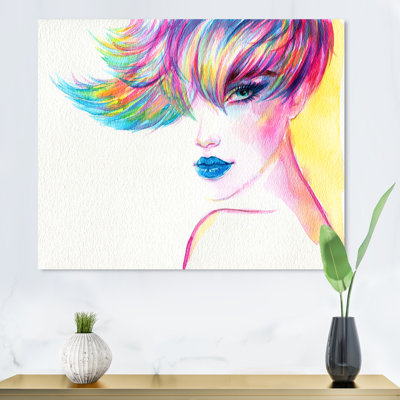 Multicolore Portait of a Fashionista II - reproduction de photo sur toile