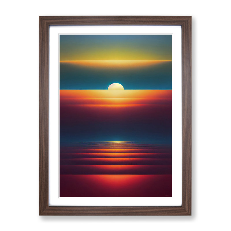 XV1022-5048X Vivid Abstract Sunset - Print, White, 66cm H x 48cm W, Walnut Framed