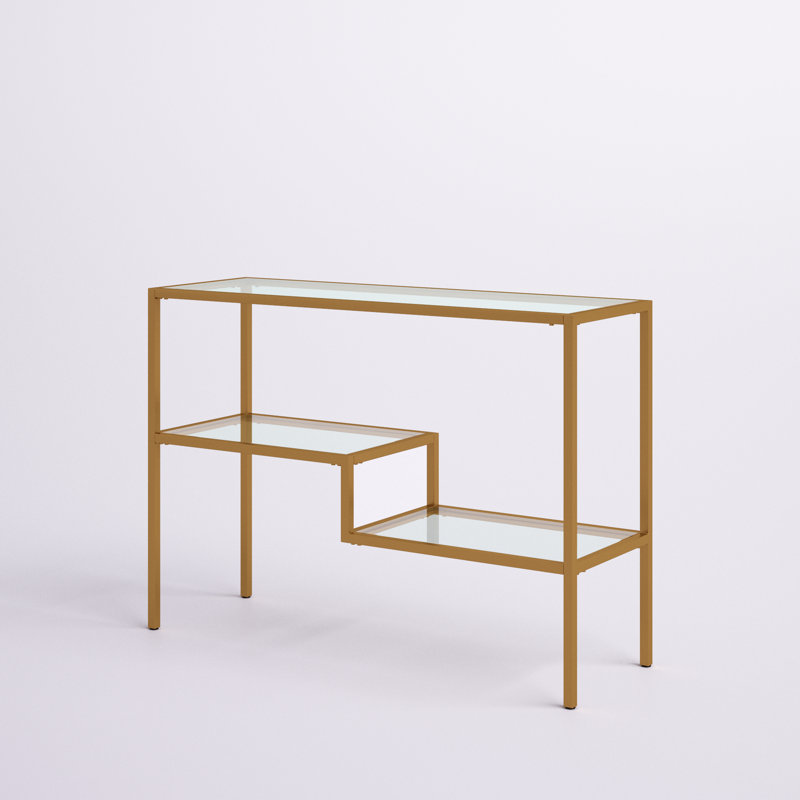 Lovett Glass Top Console Table, Gold, 30" H x 55" W x 14" D