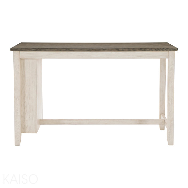 Table de salle à manger à hauteur de comptoir 1 pièce avec tablettes intégrées, Blanc, Brun