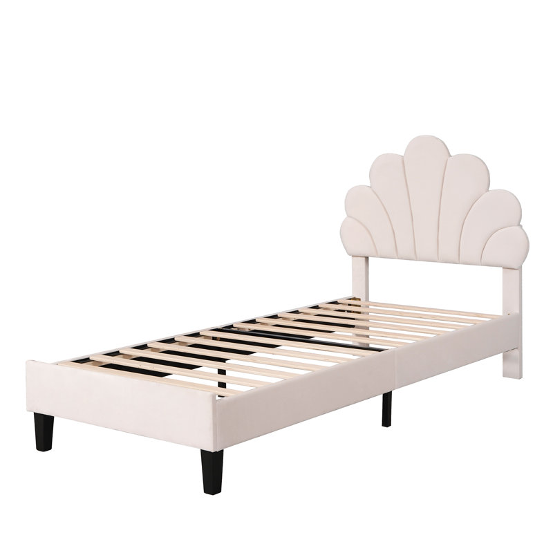 Penngrove Upholstered Bed, Beige, European Single (90 x 200cm)