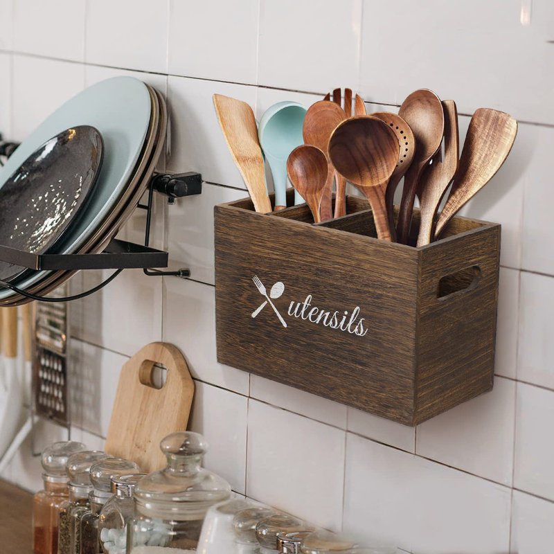 Wood Rectangle Flatware Caddy
