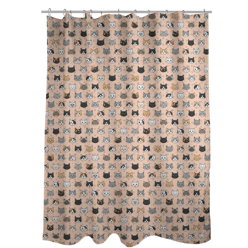Rideau de douche simple Kitty Cat, Orange