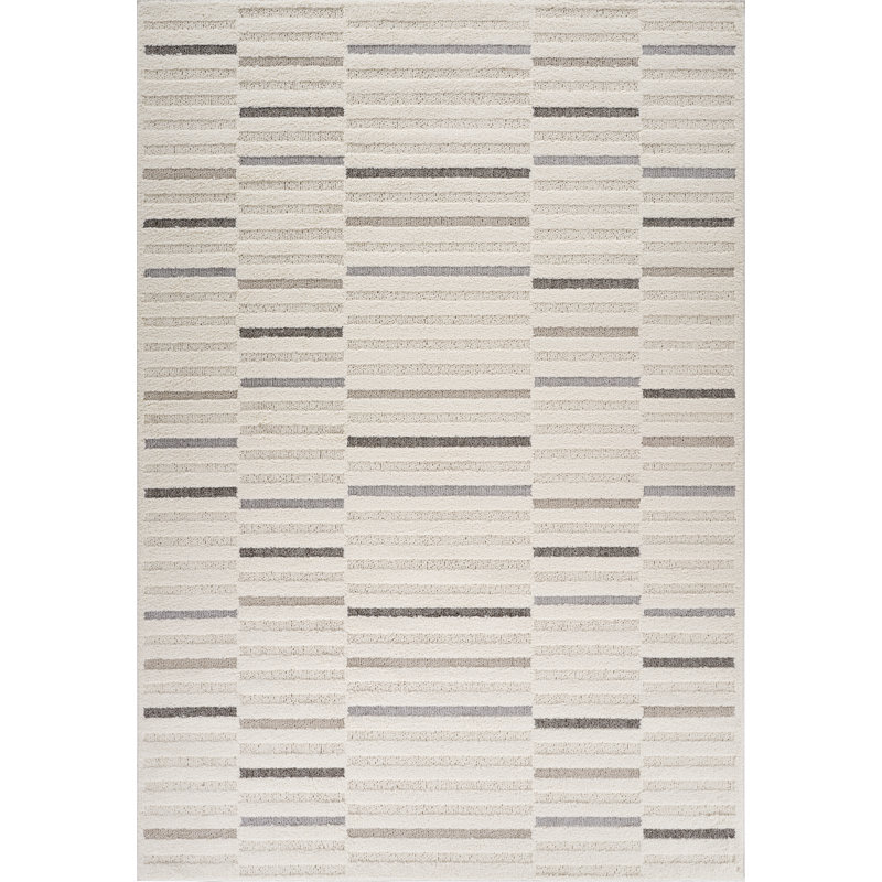 Rug Modern Indoor Area Rug, Cream Gray., Rectangle 3'11" x 5'7"