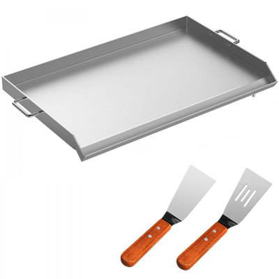 Plaque chauffante en acier inoxydable, plaque rectangulaire universelle à dessus plat, charbon de bois BBQ