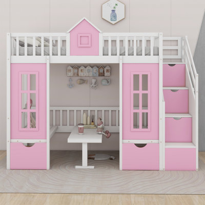Jaquarion Kids Twin Over Twin Bunk Bed with Drawers