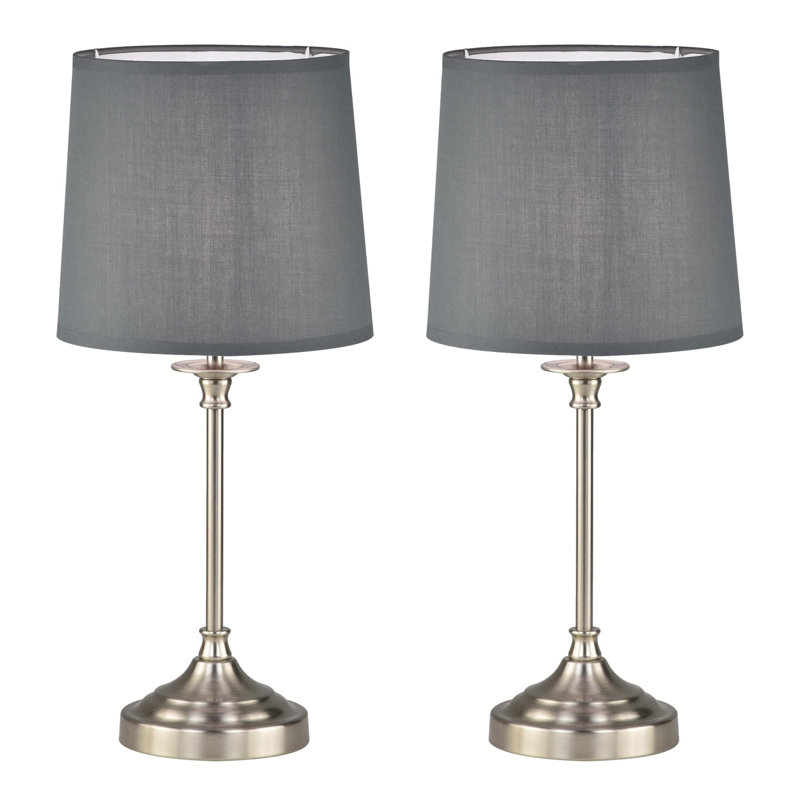 Brito Metal Table Lamp, Grey, Brushed Nickel