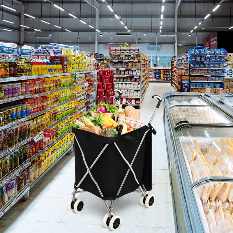 43'' H x 8'' W Utility Cart with Wheels, Black  