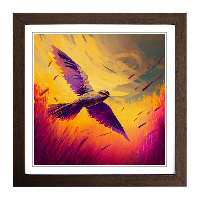 Bird Color Field Painting - Framed Print, Walnut