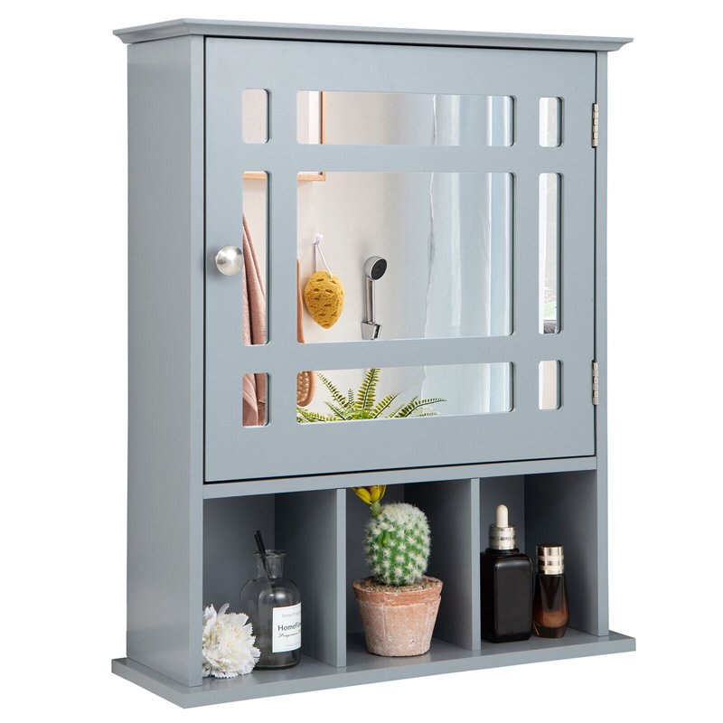 Armoire à pharmacie avec 2 tablettes réglables Alyxandrea, gris