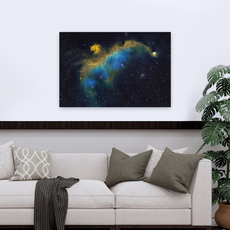 Nébuleuse colorée, paysage abstrait contemporain, art mural, H 32 po x l 48 po