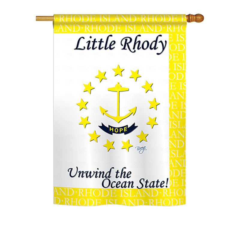 Drapeau de maison en polyester à 2 côtés US State, H 40 po x l 28 po, Rhode Island