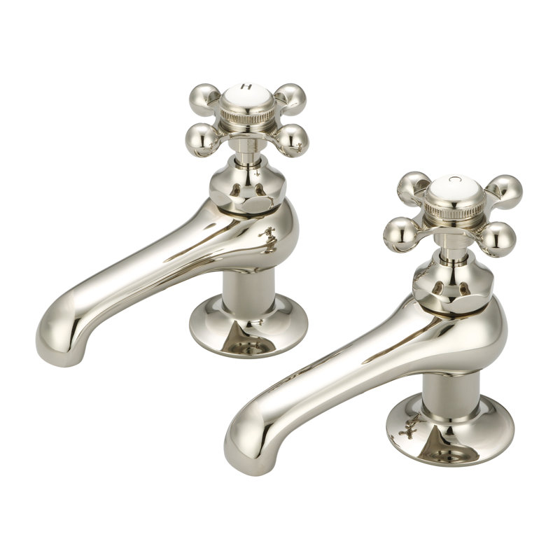 Stonington 2-handle Bathroom Faucet, Porcelain Lever Handles, Polished Nickel
