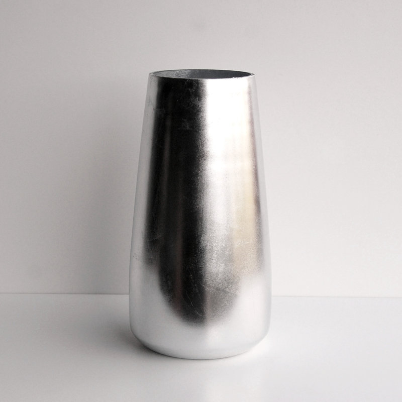 Hawwa Handmade Glass Table Vase, 12" H x 6.5" W x 6.5" D, Silver