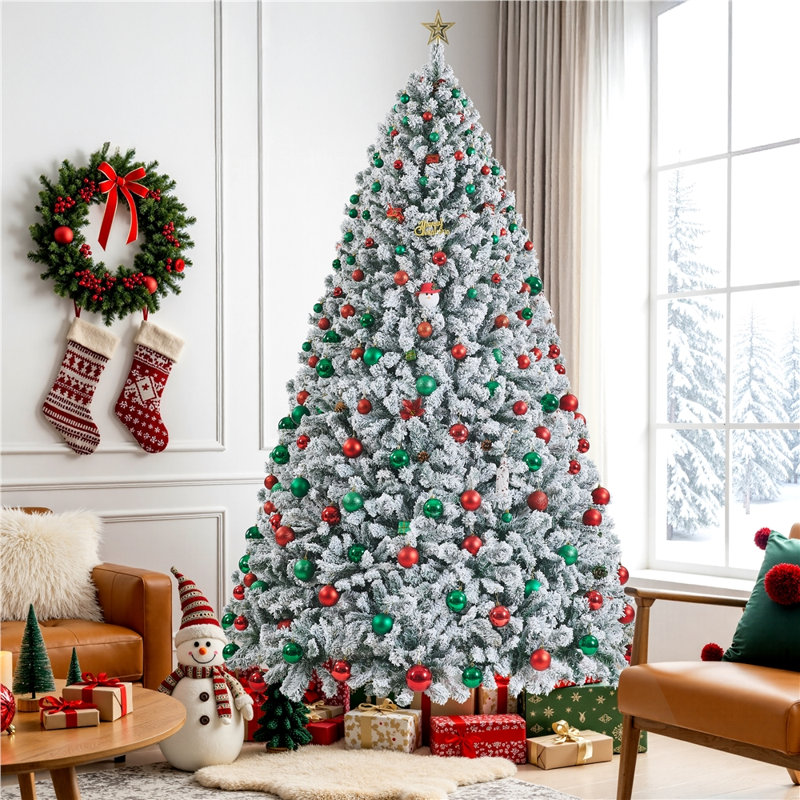 Arbre de Noël artificiel floqué, 9 pi