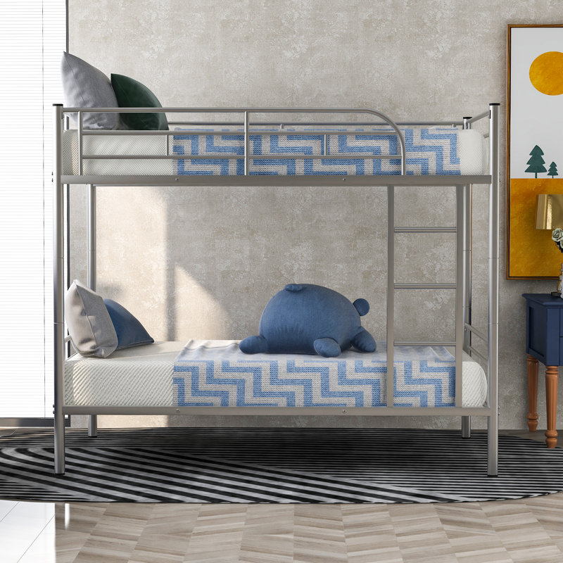 Twin Over Twin Metal Bunk Bed, Silver