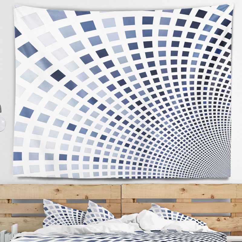 Tapisserie d’illustration abstraite en mosaïque pixels carrés, H 68 po x l 80 po