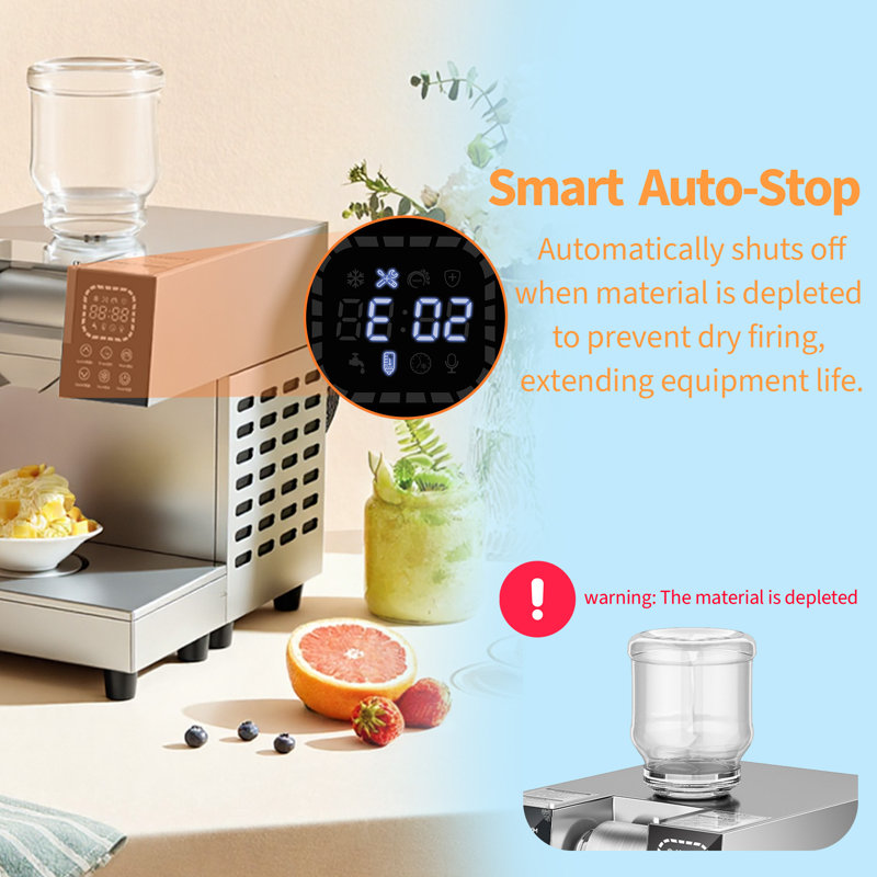 Machine à glaçons réglable à 10 vitesses, machine à cône de neige de qualité commerciale avec pales en acier inoxydable, rasage rapide en 3 secondes pour la maison, la cuisine extérieure, le café et la boulangerie