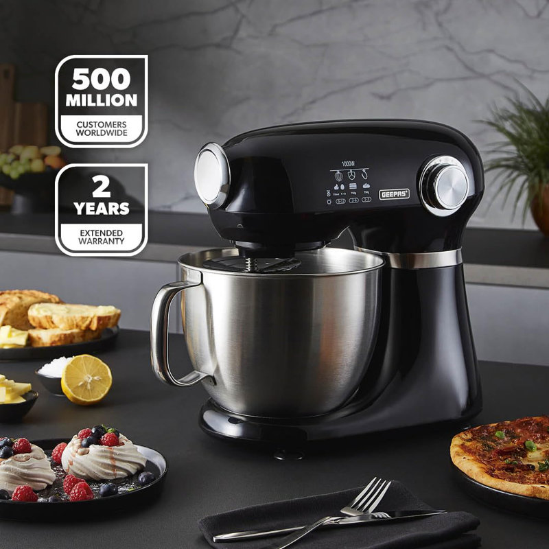GEEPAS 1000W 5L Stand Tilt-Head Food Mixer, Black