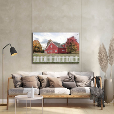 «Fall Barn» par Lori Deiter, art mural en verre acrylique