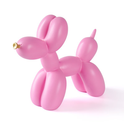 Créative rose ballon chien statue artisanat salon décorations de bureau, fait à la main moderne petite tablette animal statue ornement Home Decor (grand chien rose pur)