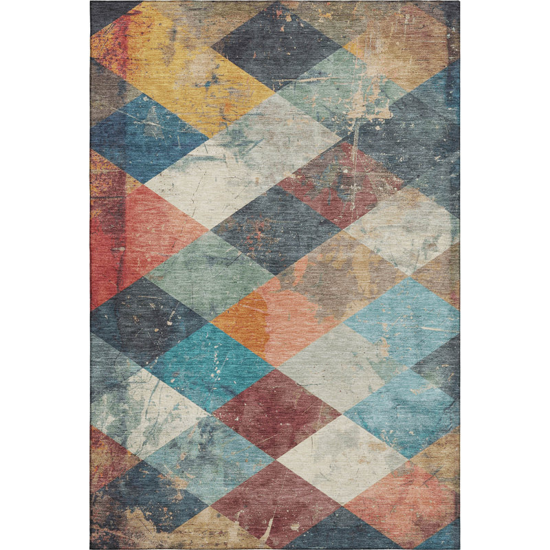 Tapis géométrique de qualité supérieure lavable à la machine Millbrook AMF1956, Rectangle 2 pi 6 po x 3 pi 10 po