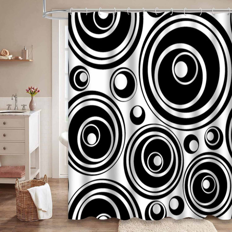 Rideau de douche noir avec 12 crochets, L 72 po x l 72 po