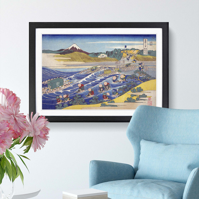 Fuji Seen from Kanaya by Katsushika Hokusai - Picture Frame Painting Print, 27cm H x 36cm W x 2cm D, Black Framed