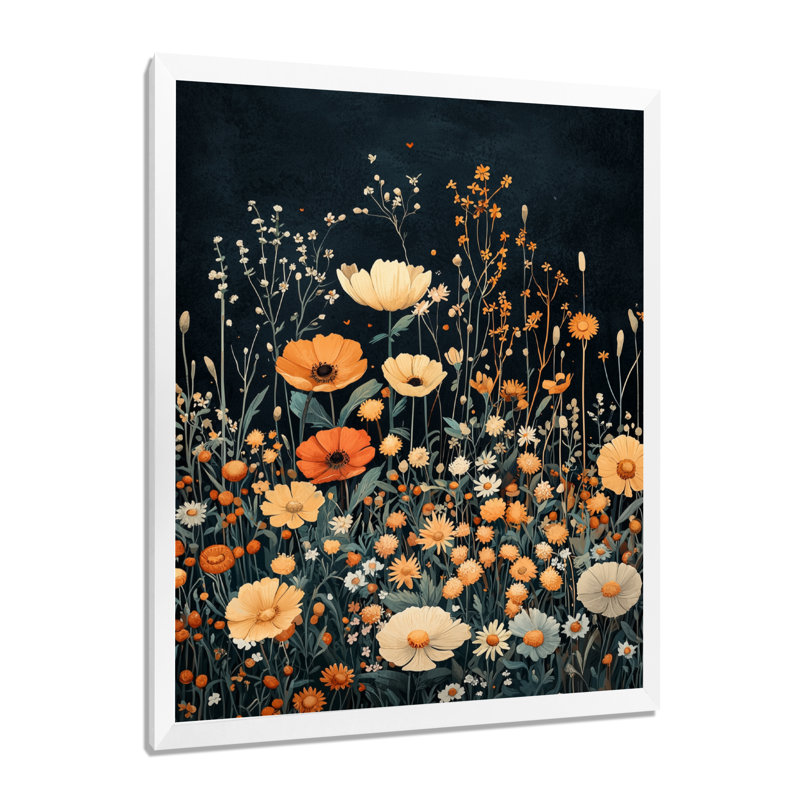 Mullan - salon d'art mural floral, H 20 po x l 12 po, Reproduction encadrée d'une seule photo, Blanc