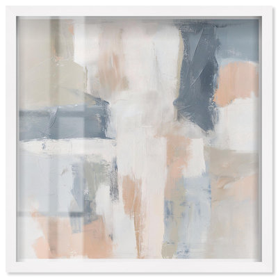 «Slate and Rose Palette I Shadowbox Print», art mural minimaliste par Art Remedy, cadre blanc, 41 x 41