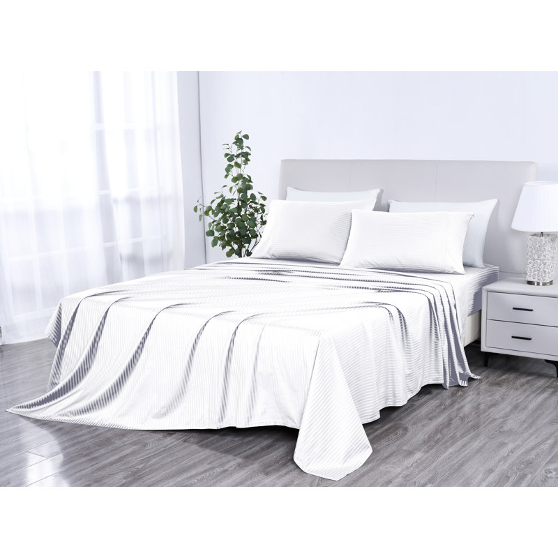 Ensemble de draps 100% coton égyptien Bibb Home, Très grand californien, Blanc