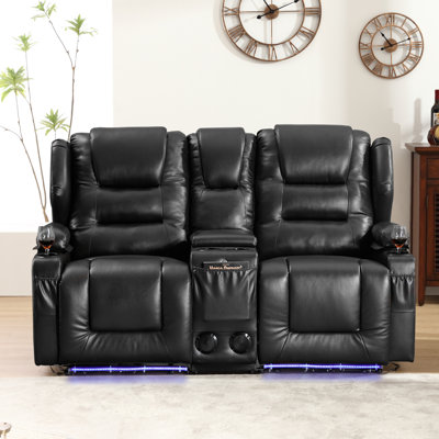 Power Recline Chair Loveseat Rv Sofa With Console, Storage, Usb Charging, Lighting And Cup Holders by Wrought Studio