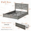 Structure de lit double avec tête de lit avec rangement et lumières DEL, lit plateforme tapissier avec tiroirs de pied de lit; Ensemble de lattes, lattes en métal robustes, support de matelas silencieux, aucun sommier requis-67736057