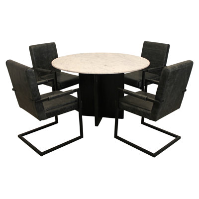 4 - Person Marble Top Pedestal Dining Set