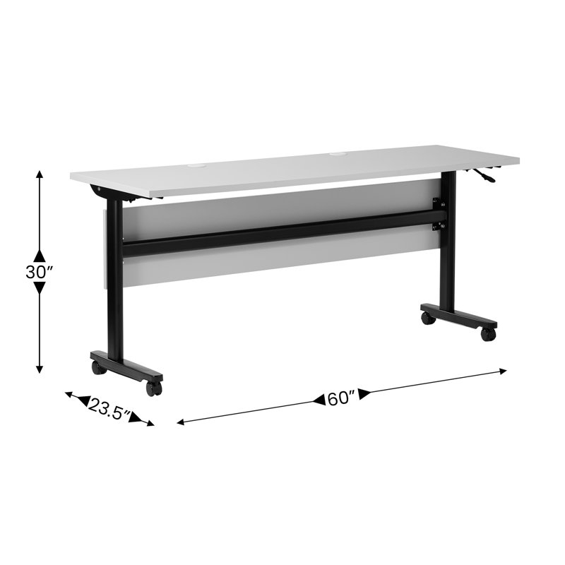 Commercial Nesting Flip Training Table With Steel Frame And T-Legs, Gray, Black