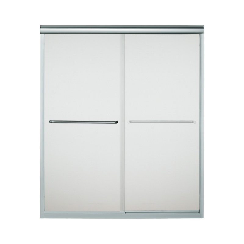 Finesse 59.62'' x 70.063'' Bypass Frameless Shower Door, Silver