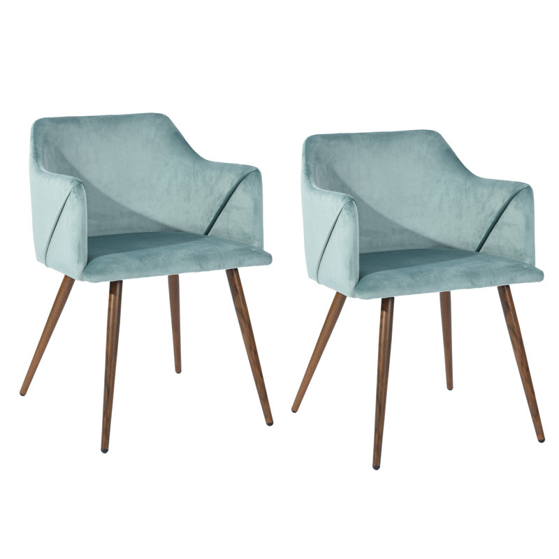 Sofiya 47cm H Velvet Upholstered Armchair, Aqua, Brown