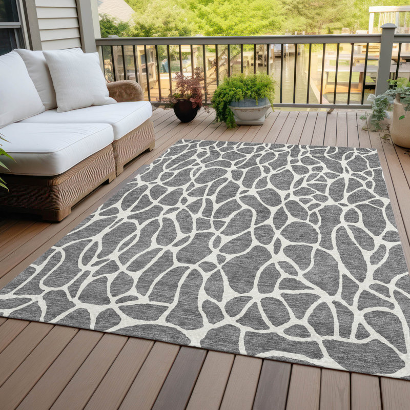 Tapis intérieur / extérieur gris Zarelia , 5' x 7'6"