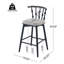 Tabouret de bar d'intérieur en bois, finition noire avec revêtement gris, ensemble de 2