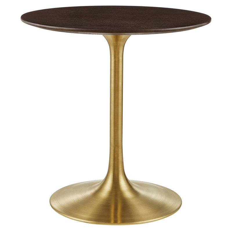 Modway Lippa Wood Dining Table, Cherry Walnut, Gold, 27.5" L x 27.5" W
