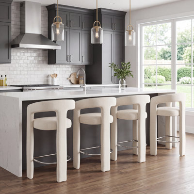 Chaise de baril de comptoir moderne avec accoudoirs et étriers pour îlots de cuisine, barres de bar et comptoirs d'une hauteur de 26,25 po