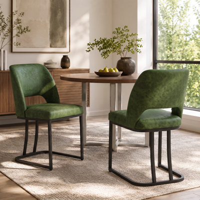 Ensemble de 2 chaises de salle à manger en similicuir, rembourrées et sans accoudoirs