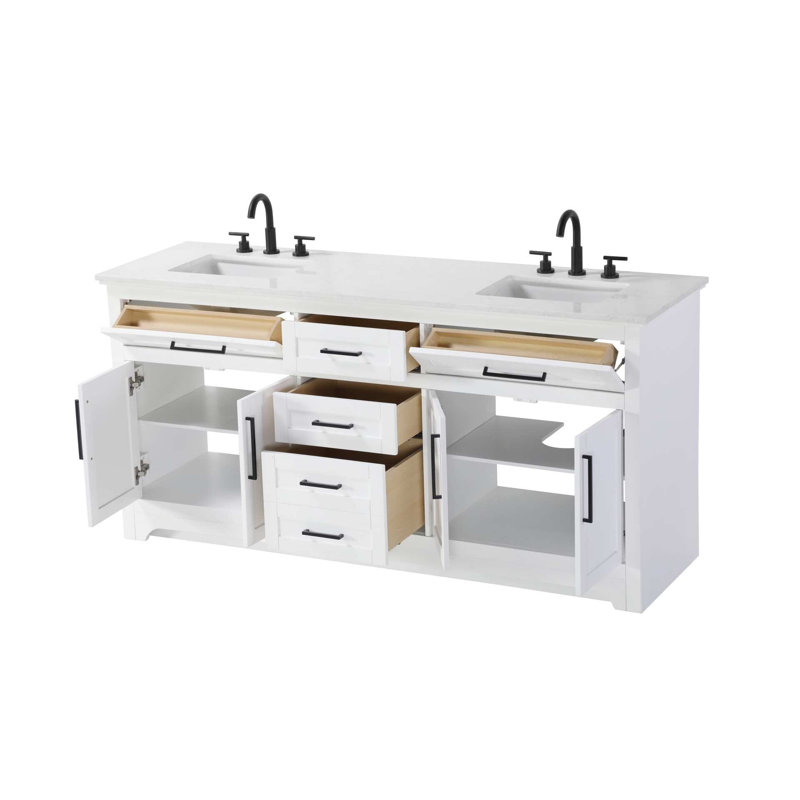 Meuble-lavabo double 72 po blanc, Blanc, 72"