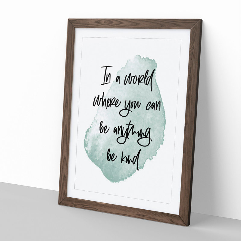 Be Kind - Picture Frame Typography, 36cm H x 27cm W x 2cm D, Walnut