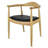 Hashimoto Solid Real Wood Open Back Pu Leather Seat Dining Arm Chair-859261197