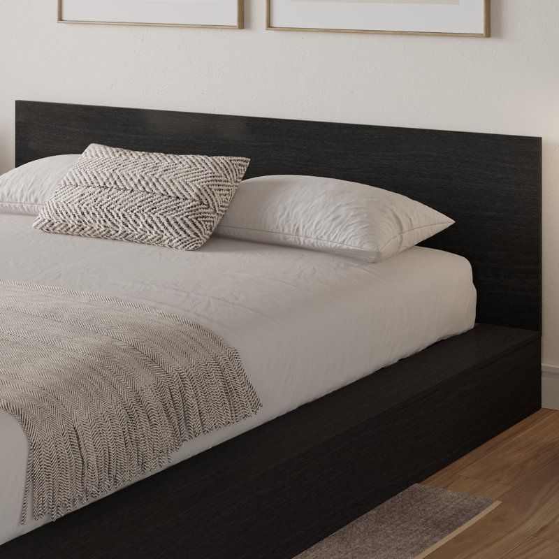 Ensemble de lit plateforme bas Makoa, Noir, Grand lit