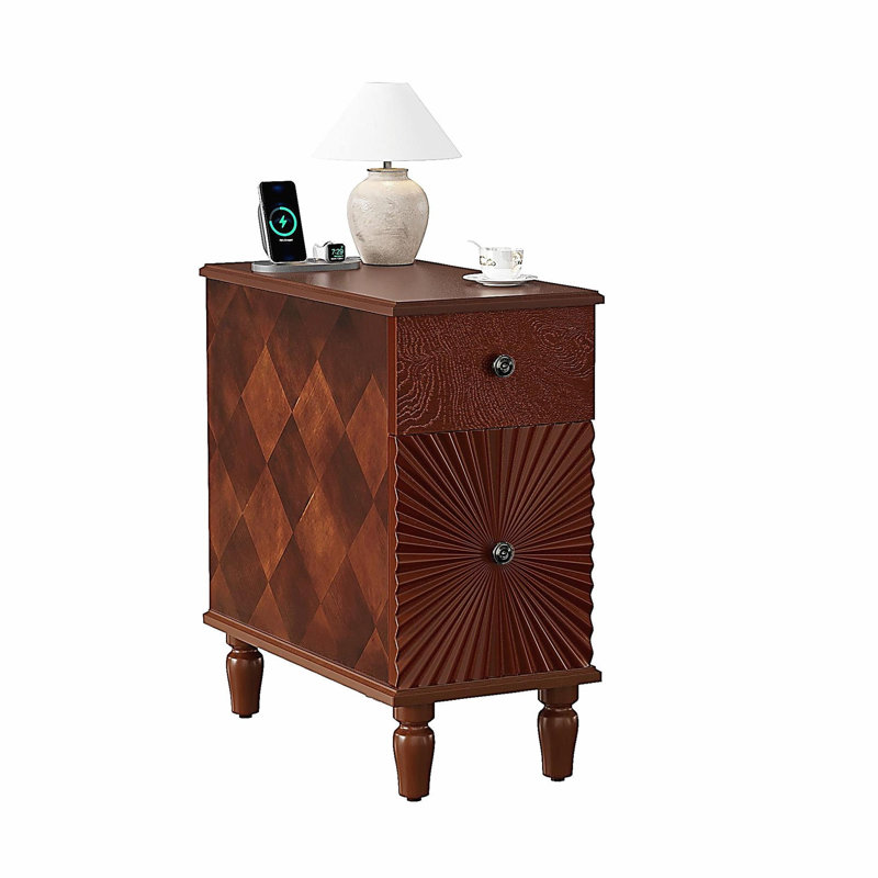 Canapé moderne à 2 tiroirs, table d'appoint étroite, table de chevet étroite