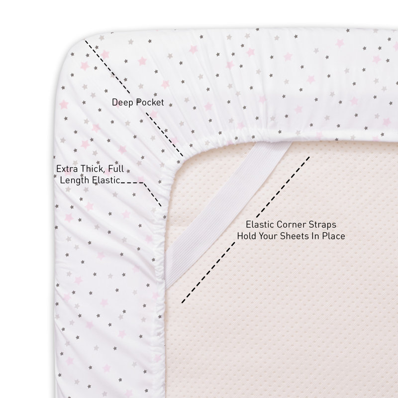 White and Pink Stars Microfiber Kids' Full Sheet Set